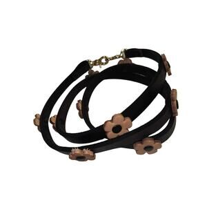 Handmade Repurposed Leather Strap Floral Accent Shoulder Bag Accessory